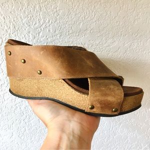 White Mountain Footbeds Studded Leather Slide Sandal Wedges Size 5